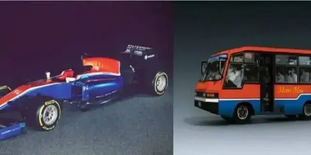Heboh Mobil F1 Pebalap Rio Haryanto Mirip Warna Bus Metromini Heboh Mobil F1 Pebalap Rio Haryanto Mirip Warna Bus Metromini