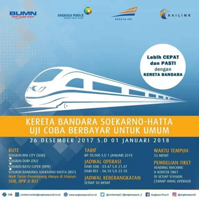 Hari Ini Kereta Menuju Bandara Soekarno-Hatta Beroperasi Hari Ini Kereta Menuju Bandara Soekarno-Hatta Beroperasi