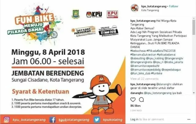 Ayo! Ikuti Fun Bike Menuju Pilkada Damai Kota Tangerang Ayo! Ikuti Fun Bike Menuju Pilkada Damai Kota Tangerang