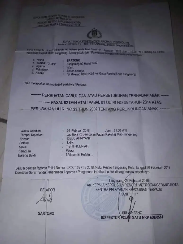 Oknum Penyidik PPA Polrestro Tangerang Kota Diduga Lambat Ungkap Kasus Asusila Oknum Penyidik PPA Polrestro Tangerang Kota Diduga Lambat Ungkap Kasus Asusila