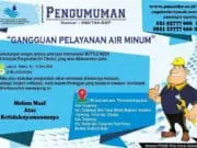 Aliran PDAM TKR Berhenti Malam Ini, Warga Terdampak Diminta Bersiap