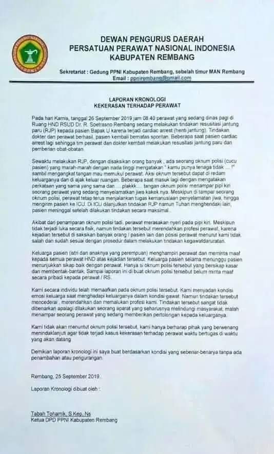 PPNI Kecam Oknum Polisi Yang Tampar Seorang Perawat PPNI Kecam Oknum Polisi Yang Tampar Seorang Perawat