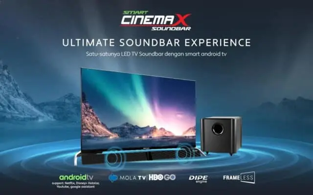 Smart Cinemax Soundbar LED TV Soundbar dengan Smart Operating System Smart Cinemax Soundbar LED TV Soundbar dengan Smart Operating System