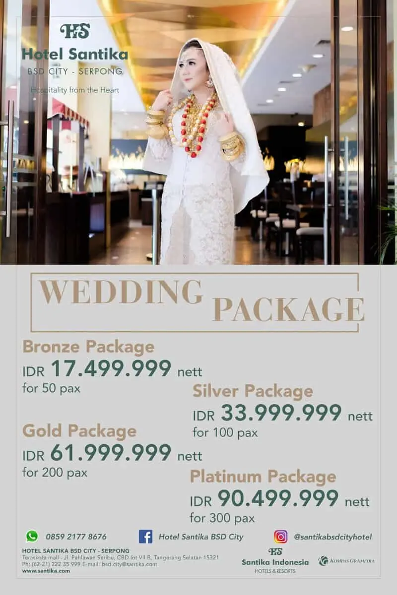 Hotel Santika BSD Teraskota Tawarkan Paket Pernikahan Tahun 2021