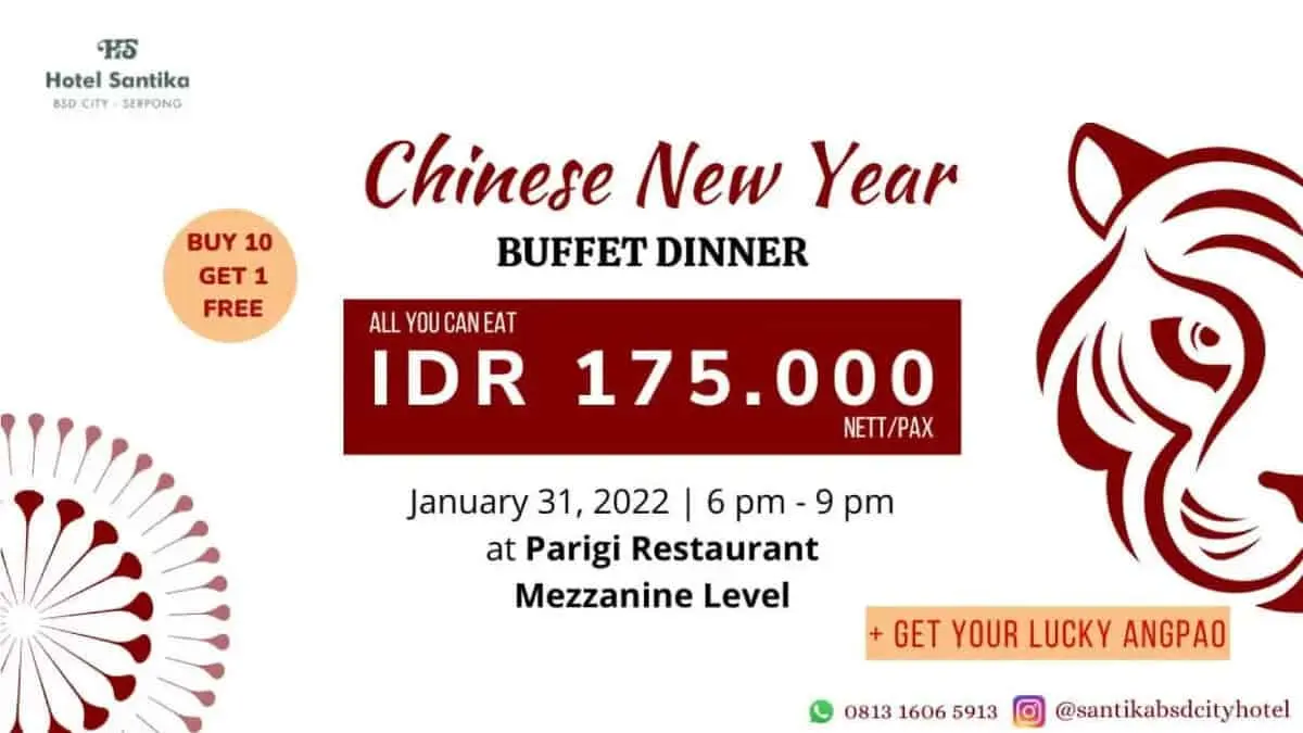 Hotel Santika BSD Teraskota Tawarkan Paket Makan Malam Spesial Imlek