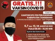 DPC PDI Perjuangan Kabupaten Tangerang Gelar Vaksinasi Gratis, Ayo Ikutan