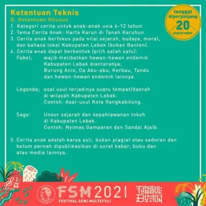 Festival Seni Multatuli 2021 Gelar Lomba Menulis Cerita Anak