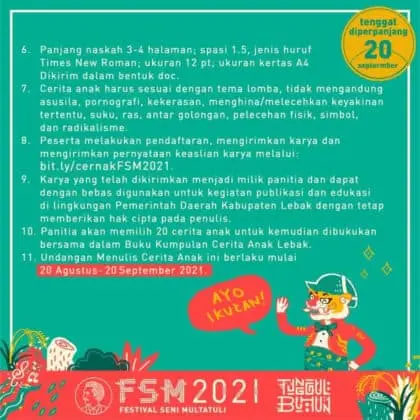Festival Seni Multatuli 2021 Gelar Lomba Menulis Cerita Anak