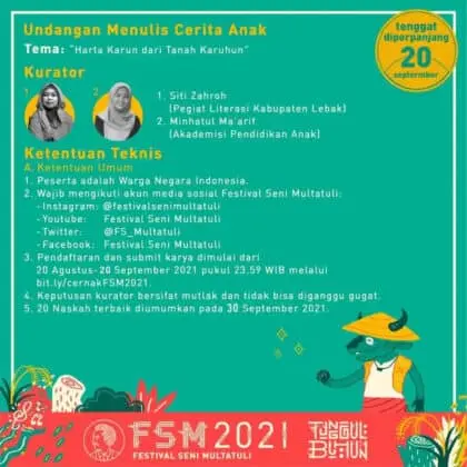 Festival Seni Multatuli 2021 Gelar Lomba Menulis Cerita Anak