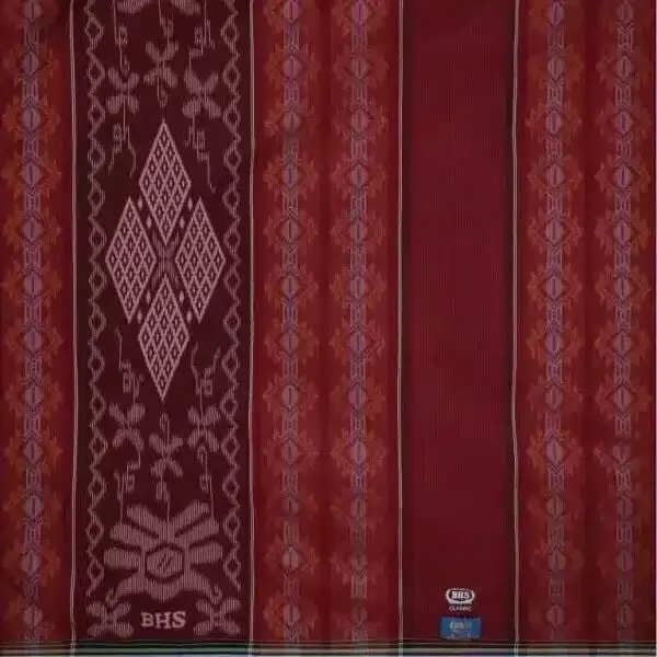 Sarung Classic BHS Silver Motif Kawung Dobby Merah Tua