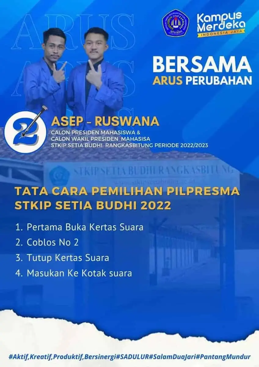 Ramai Atensi Pilpresma STKIP Setiabudhi Rangkasbitung 2022, Ketua Kumacitor Totalitas Mendukung Paslon 2 Arus Ramai Atensi Pilpresma STKIP Setiabudhi Rangkasbitung 2022, Ketua Kumacitor Totalitas Mendukung Paslon 2 Arus