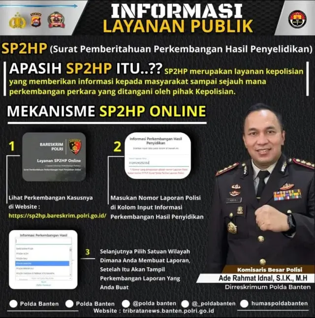 Melalui SP2HP Online, Kini Masyarakat Bisa Cek Perkembangan Kasus di Polda Banten Melalui SP2HP Online, Kini Masyarakat Bisa Cek Perkembangan Kasus di Polda Banten