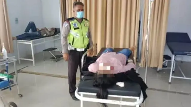 Kanit Lantas polsek Mauk Tangani Kecelakaan Dua Motor Matic di Jalan Raya Banyu Asih