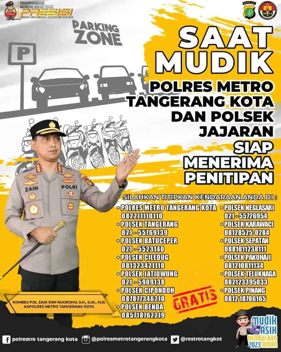 Kapolres Tangerang Kota Persilakan Warga Titip Kendaraan Saat Mudik: 'Lebih Aman Titip di Kantor Polisi