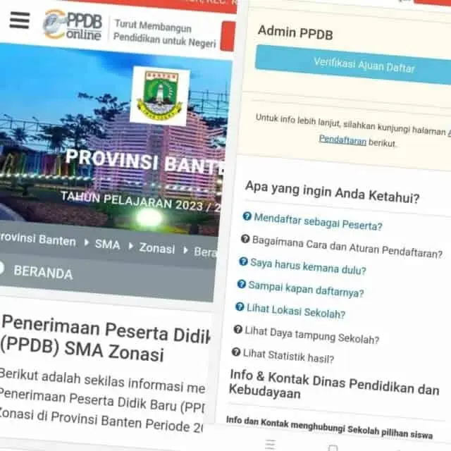Aneh! Website Resmi PPDB SMA Banten Tidak Transparan, Banyak Menu Yang Hilang Foto : Tampilan web PPDB online Banten. (Istimewa)