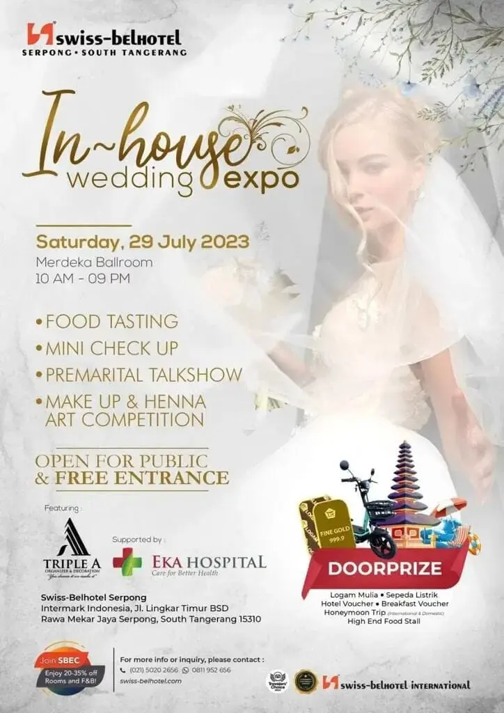 Bertabur Hadiah, Kolaborasi Triple A Organizer Bersama Swiss Bell Hotel Serpong Hadirkan In-House Wedding Expo, Simak Tanggalnya? Bertabur Hadiah, Kolaborasi Triple A Organizer Bersama Swiss Bell Hotel Serpong Hadirkan In-House Wedding Expo, Simak Tanggalnya?