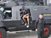 Laga Persita VS Persija di Stadion Indomilk Arena, Polisi Angkut Pemain Gunakan Barakuda