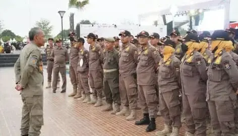 Satpol PP Siapkan 200 Personil Untuk Amankan HUT Ke-391 Kabupaten Tangerang Sebanyak 200 personel Satuan Polisi Pamong Praja (Satpol PP) turun mengamankan. (HUT) Ke-391 Kabupaten Tangerang. Foto. (Istimewa)