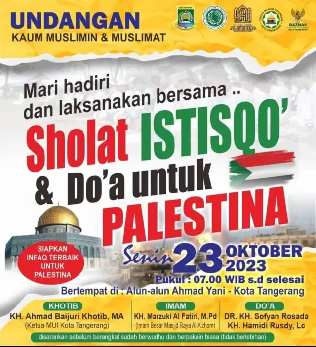 Walikota Ajak Warga Kota Tangerang Salat Istisqa' dan Berdoa untuk Palestina Walikota Ajak Warga Kota Tangerang Salat Istisqa' dan Berdoa untuk Palestina