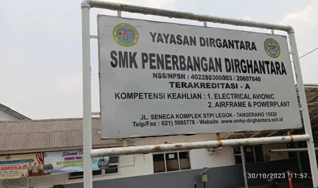 Terkait Dana PIP di SMK Dirgantara yang Diselewengkan Pihak Yayasan, Kepsek: Penggelapan Memang Benar SMK Penerbangan Dirgantara yang berada di Jalan Raya Seneca Komplek PPI Curug, Legok, Kabupaten Tangerang, Foto.(Istimewa)