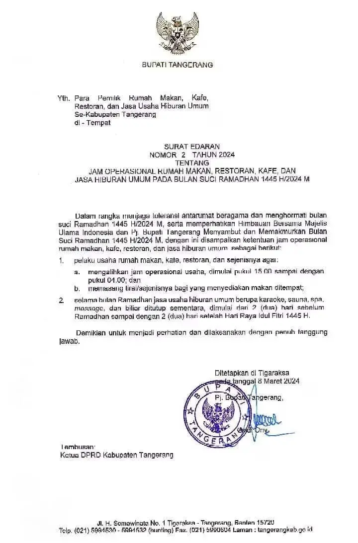 Abaikan Surat Edaran PJ Bupati Tangerang, THM MABORA Bar Buka di Bulan Ramadhan Abaikan Surat Edaran PJ Bupati Tangerang, THM MABORA Bar Buka di Bulan Ramadhan