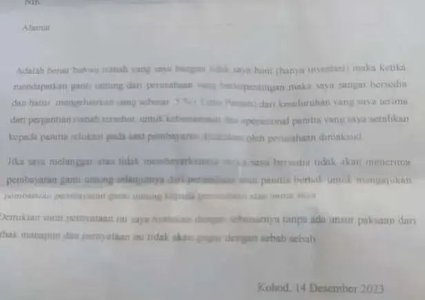 Wow! Ada Foto Surat Pernyataan Potongan 5℅ di Area Relokasi Desa Kohod, Pengamat Tarik Kasusnya ke Polda Wow! Ada Foto Surat Pernyataan Potongan 5℅ di Area Relokasi Desa Kohod, Pengamat Tarik Kasusnya ke Polda
