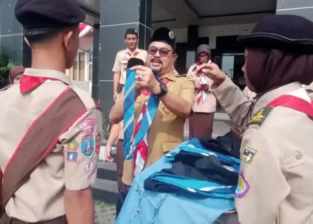 Pelepasan Jambore Cabang Pramuka Kwartir, Oleh KA Mabiran Kwartir Kecamatan Sepatan Acara ini dipimpin oleh Ketua Mabiran Kwartir Kecamatan Sepatan, Bapak H Abudin S.IP M.M, Foto. (Istimewa)
