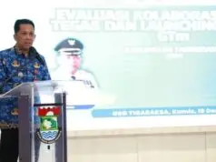 Atasi Stunting dan Kemiskinan, Pemkab Tangerang Luncurkan Aplikasi Gebrak Tegas Mobile Pj Bupati Andi Ony Sa'at membrikan Sambutannya di Gedung Serbaguna, Foto. (Istimewa)