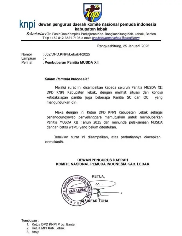 Memanas Musda KNPI XII, Beredar Surat Panitia Musda Bubar Memanas Musda KNPI XII, Beredar Surat Panitia Musda Bubar