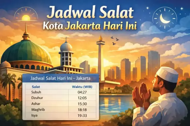Jadwal Salat Kota Jakarta Hari Ini Jadwal Salat Jakarta Hari Ini – Subuh, Dzuhur, Ashar, Maghrib, Isya