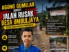 Agung Gumilar soroti jalan rusak di Desa Umbuljaya, Kecamatan Banjarsari, Kabupaten Lebak, Banten, pada Sabtu (25/07/2026).