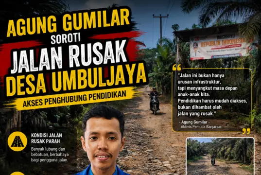 Aktivis Pemuda Banjarsari Soroti Jalan Rusak di Desa Umbuljaya, Akses Pendidikan Terancam Agung Gumilar soroti jalan rusak di Desa Umbuljaya, Kecamatan Banjarsari, Kabupaten Lebak, Banten, pada Sabtu (25/07/2026).