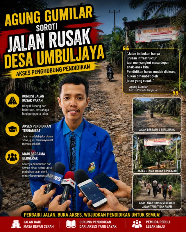 Agung Gumilar soroti jalan rusak di Desa Umbuljaya, Kecamatan Banjarsari, Kabupaten Lebak, Banten, pada Sabtu (25/07/2026). Agung Gumilar soroti jalan rusak di Desa Umbuljaya, Kecamatan Banjarsari, Kabupaten Lebak, Banten, pada Sabtu (25/07/2026).