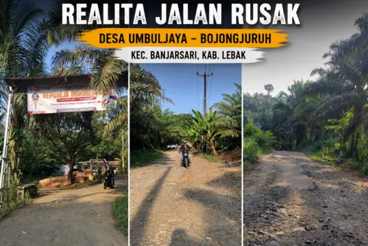 Jalan Rusak di Desa Umbuljaya - Desa Bojongjuruh, pada Minggu (26/07/2026)