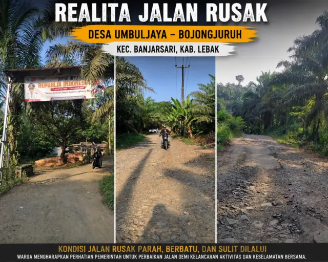 Jalan Rusak di Desa Umbuljaya - Desa Bojongjuruh, pada Minggu (26/07/2026) Jalan Rusak di Desa Umbuljaya - Desa Bojongjuruh, pada Minggu (26/07/2026)