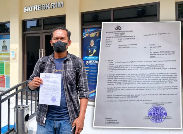 Jamaludin alias Bejo laporkan Kepala Desa Rahong Kecamatan Malingping ke Mapolres Lebak, dan tahap laporan ditindaklanjuti Mapolres pada Senin (28/09/2026). Jamaludin alias Bejo laporkan Kepala Desa Rahong Kecamatan Malingping ke Mapolres Lebak, dan tahap laporan ditindaklanjuti Mapolres pada Senin (28/09/2026).