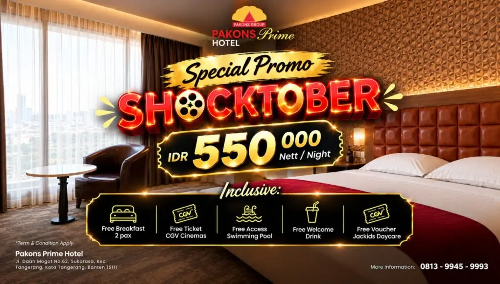 Sambut Oktober dengan Promo Menarik, Pakons Prime Hotel Tangerang Hadirkan Shocktober x CGV dan Halloween Room Package Sambut Oktober dengan Promo Menarik, Pakons Prime Hotel Tangerang Hadirkan Shocktober x CGV dan Halloween Room Package